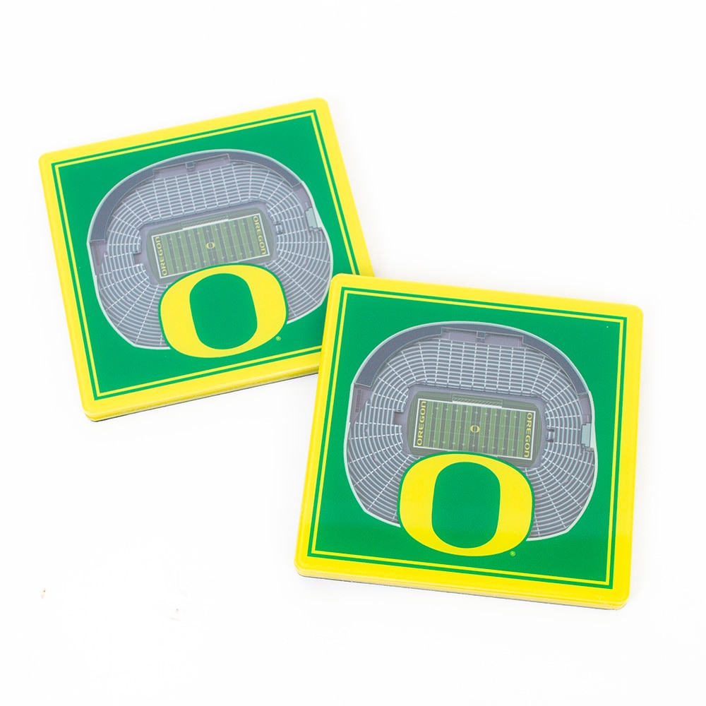 Classic Oregon O, Yellow, Tailgating, Home & Auto, Multi-color, You the Fan, 3D, Stadium View, Coaster, 973611